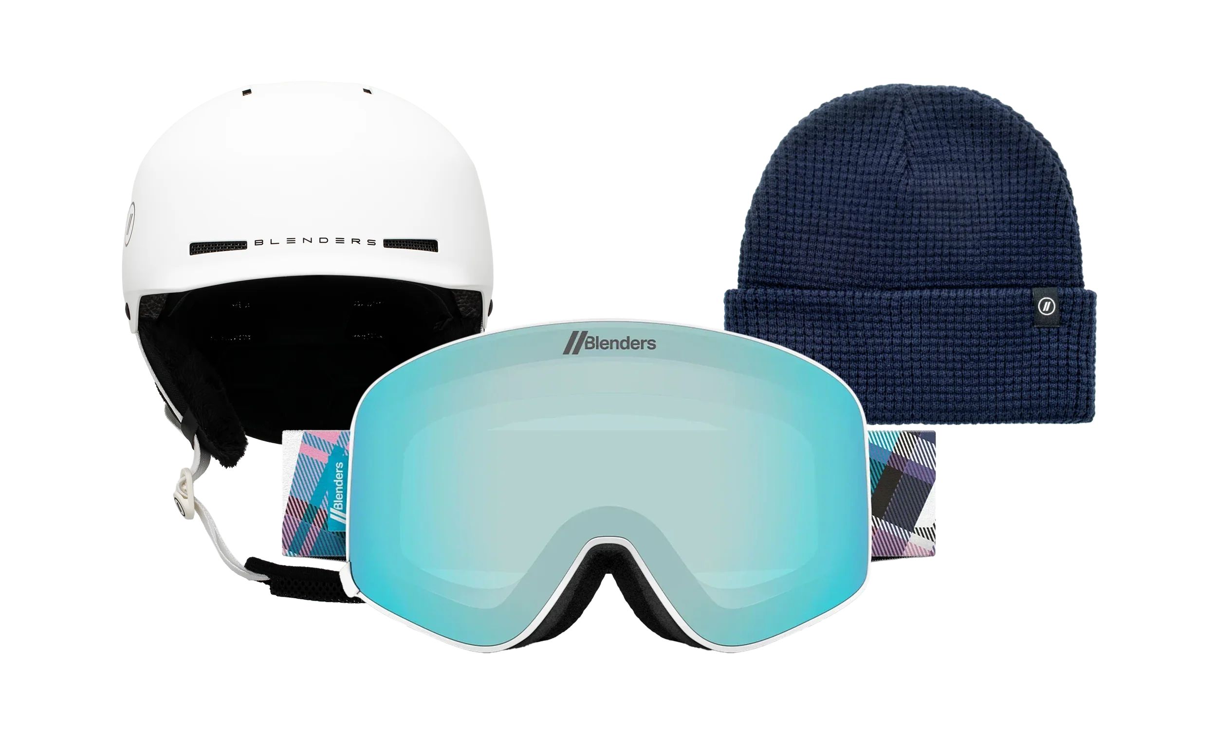 Aura | Blue/Pink Plaid - Chip MIPS White - Navy Beanie